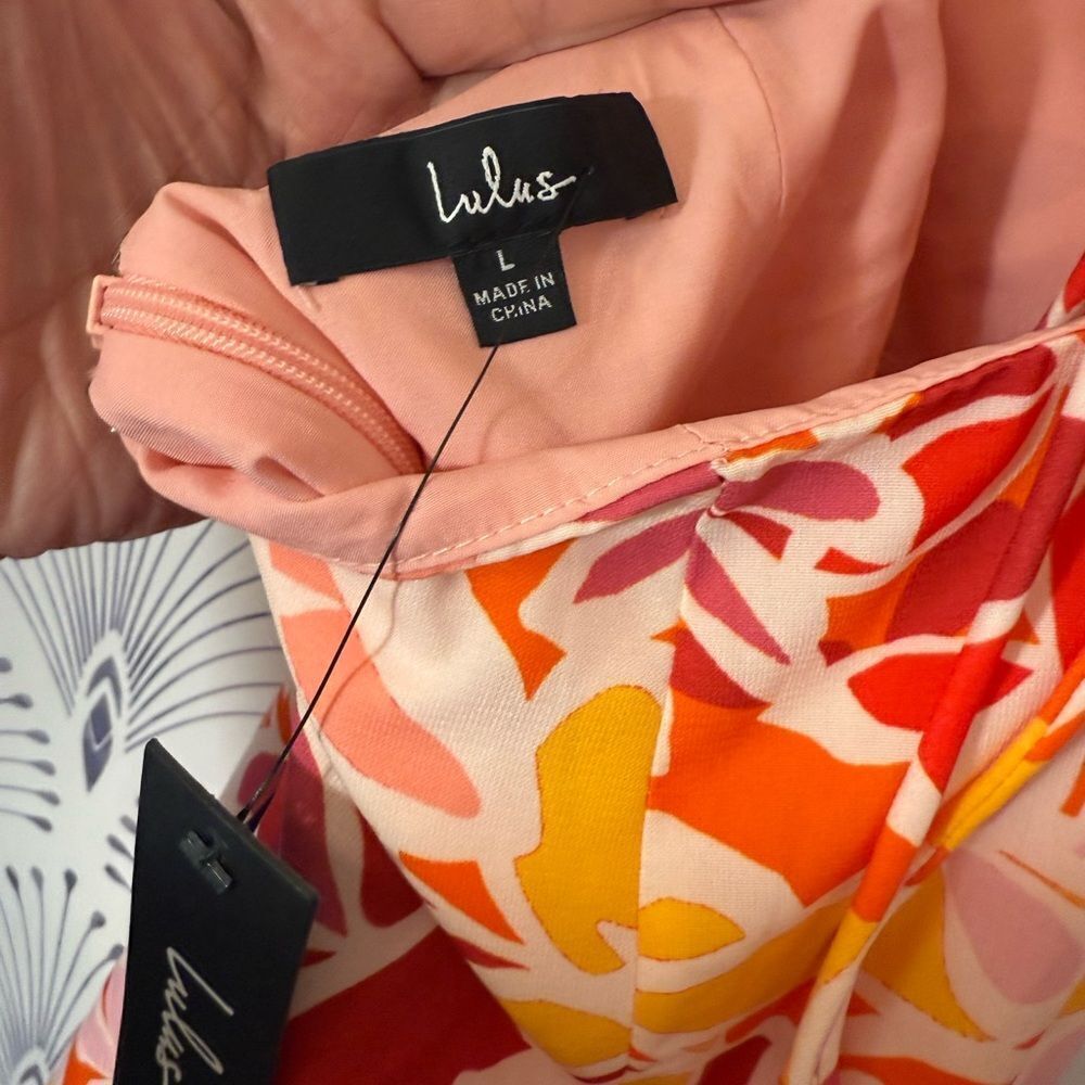 Lulu's Vibrant Pink and Orange Dress size large NWT - Picture 5 of 5